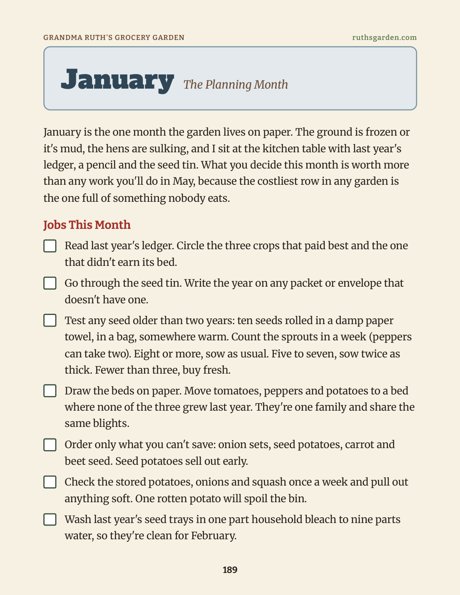 Month by month page